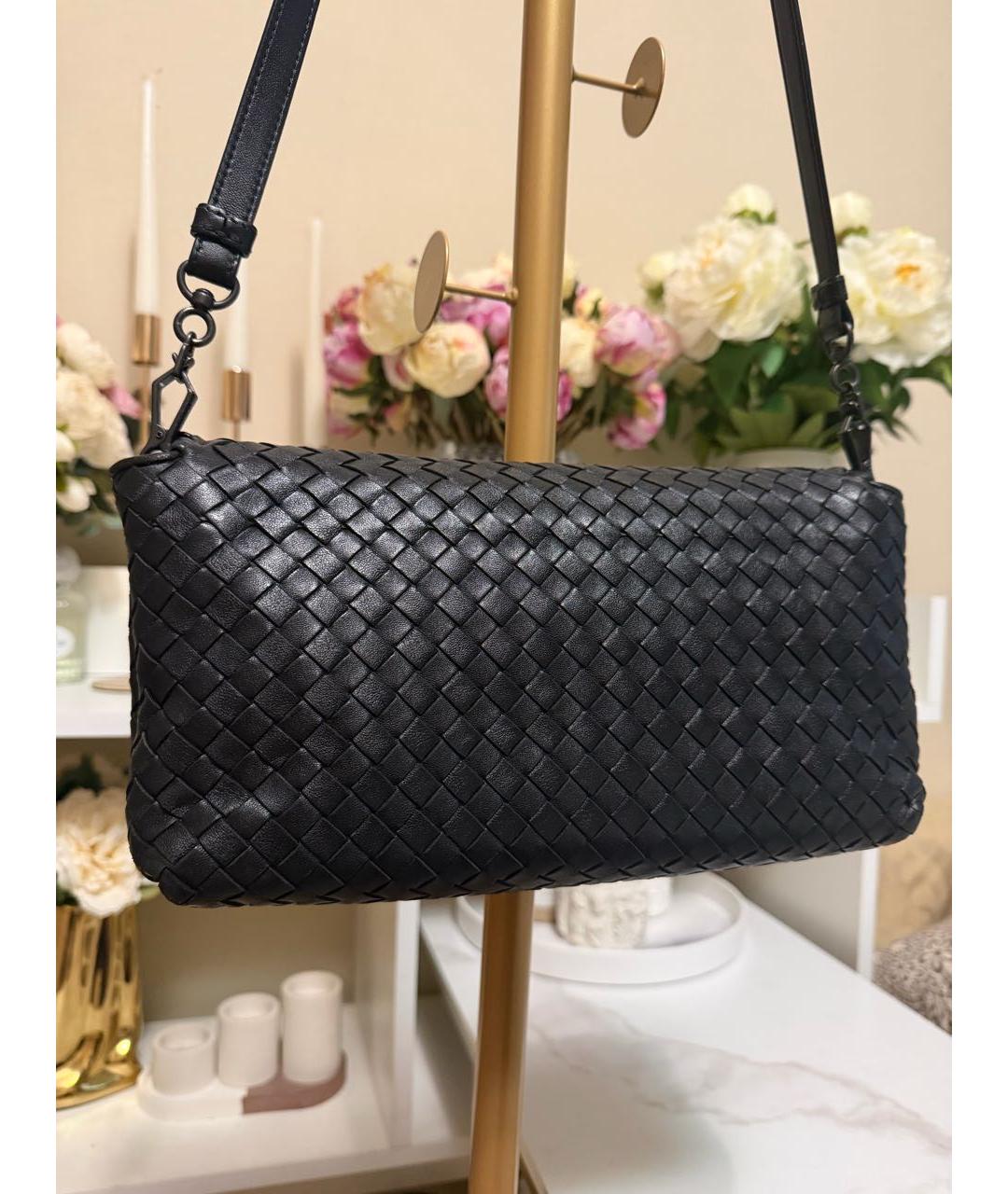 BOTTEGA VENETA Черная кожаная сумка через плечо, фото 4