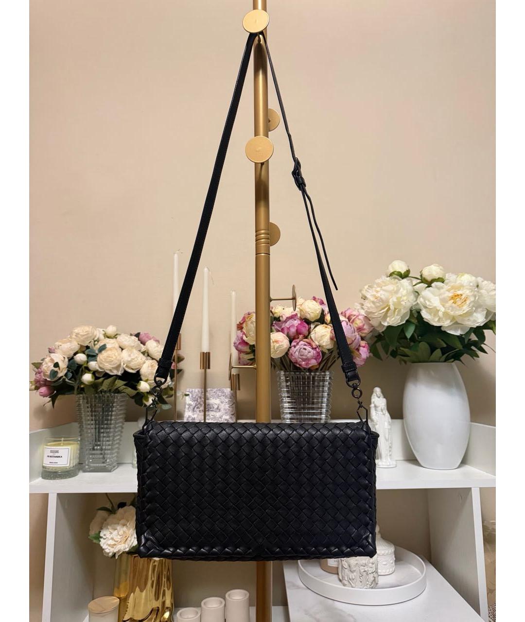 BOTTEGA VENETA Черная кожаная сумка через плечо, фото 2