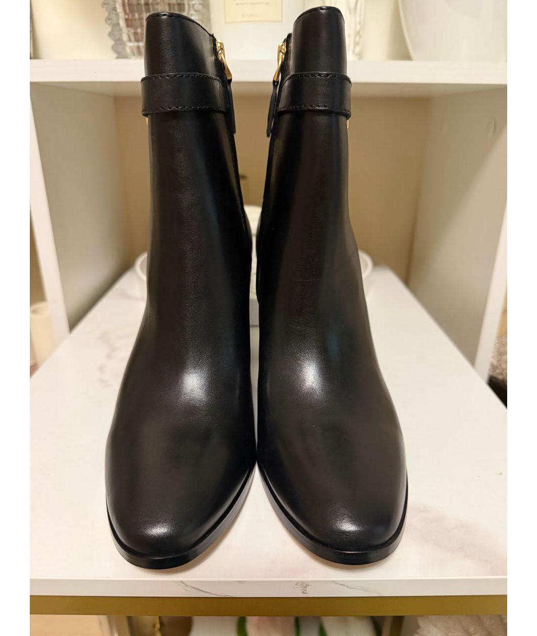 RALPH LAUREN Черные кожаные ботильоны, фото 4