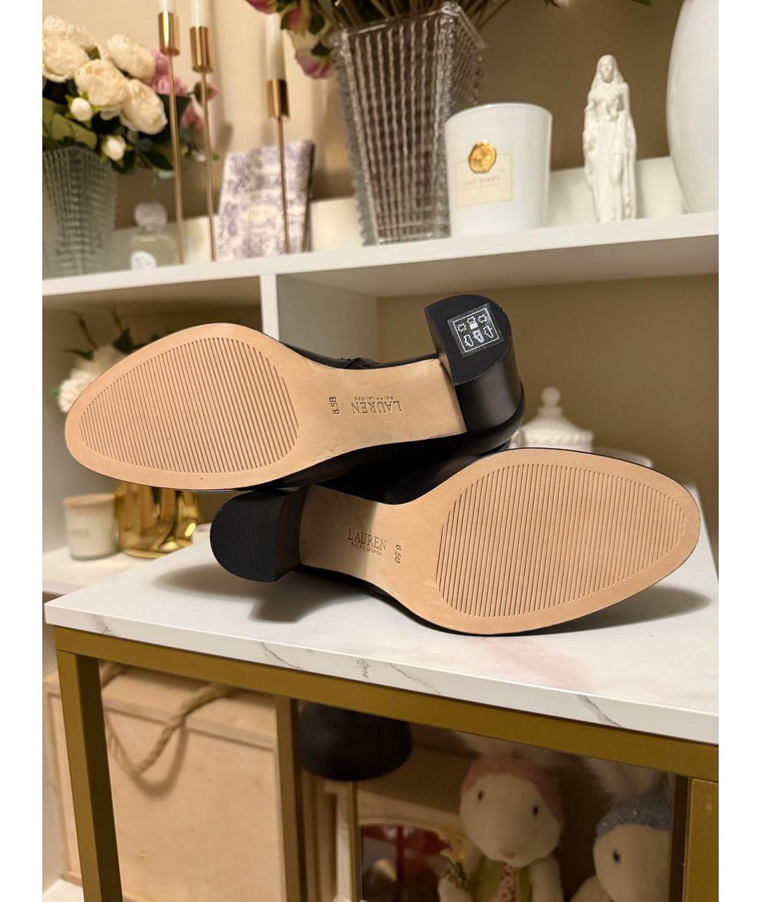 RALPH LAUREN Черные кожаные ботильоны, фото 5