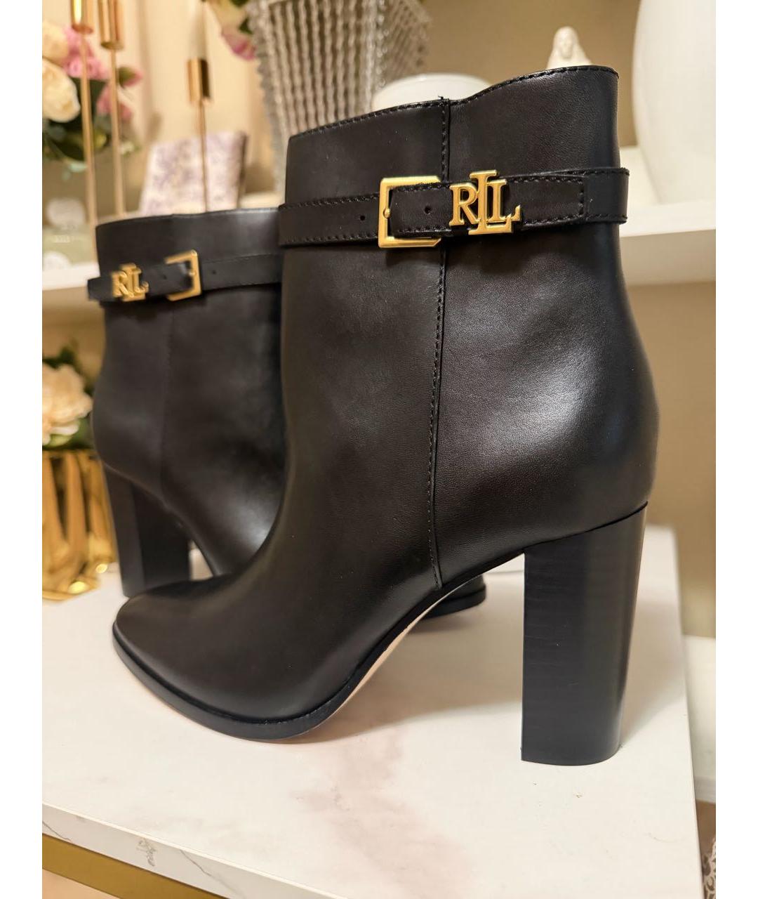 RALPH LAUREN Черные кожаные ботильоны, фото 3