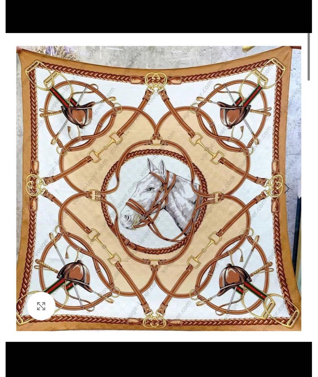 GUCCI Бежевый шелковый платок, фото 2