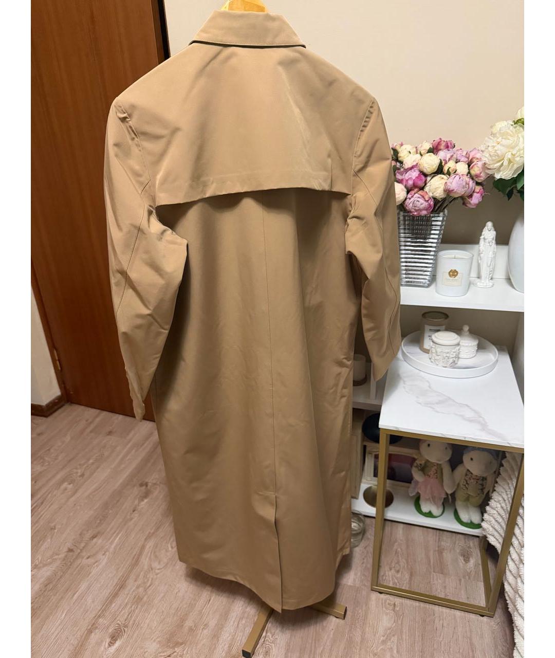CALVIN KLEIN Бежевый полиэстеровый тренч/плащ, фото 3
