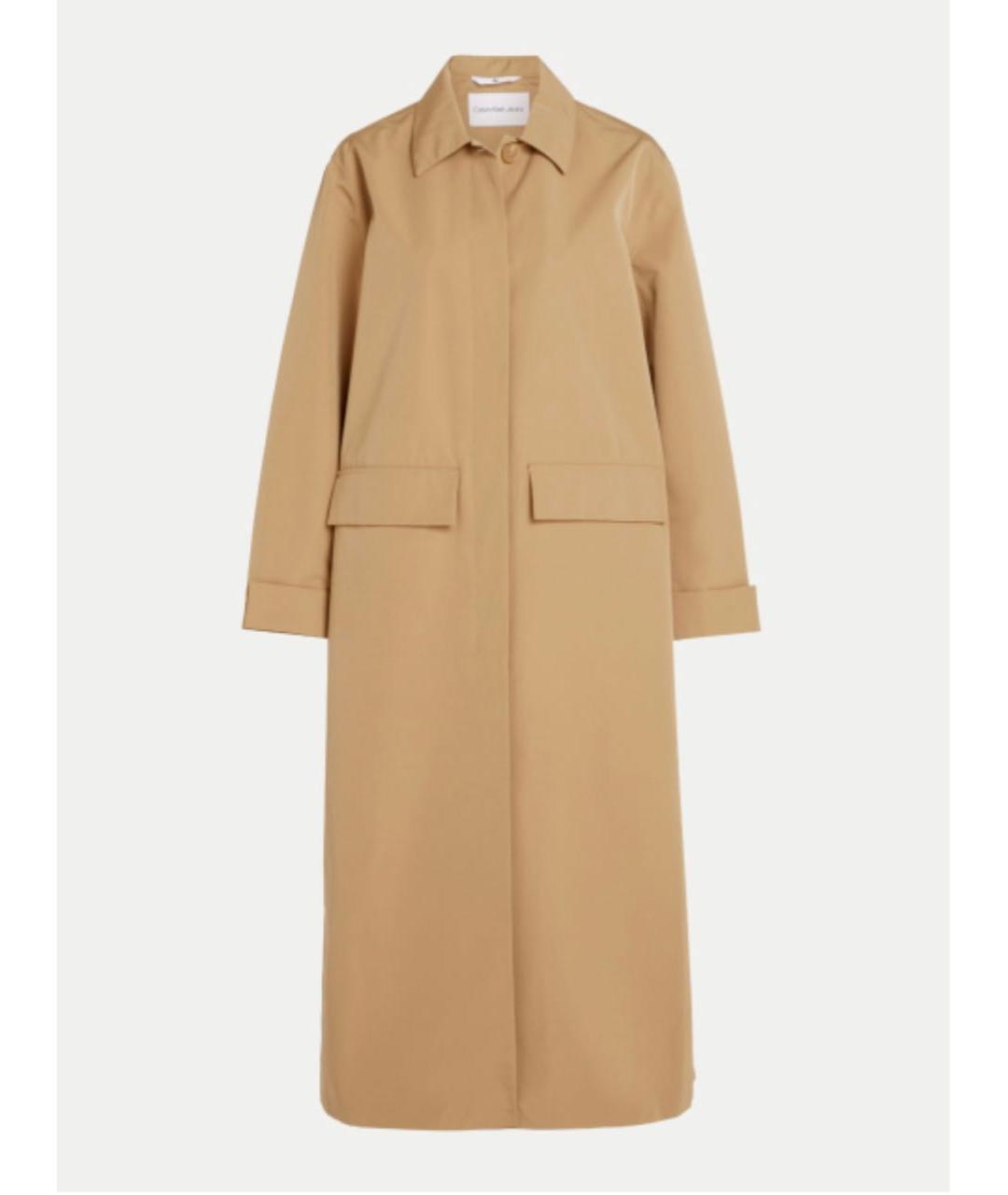 CALVIN KLEIN Бежевый полиэстеровый тренч/плащ, фото 9
