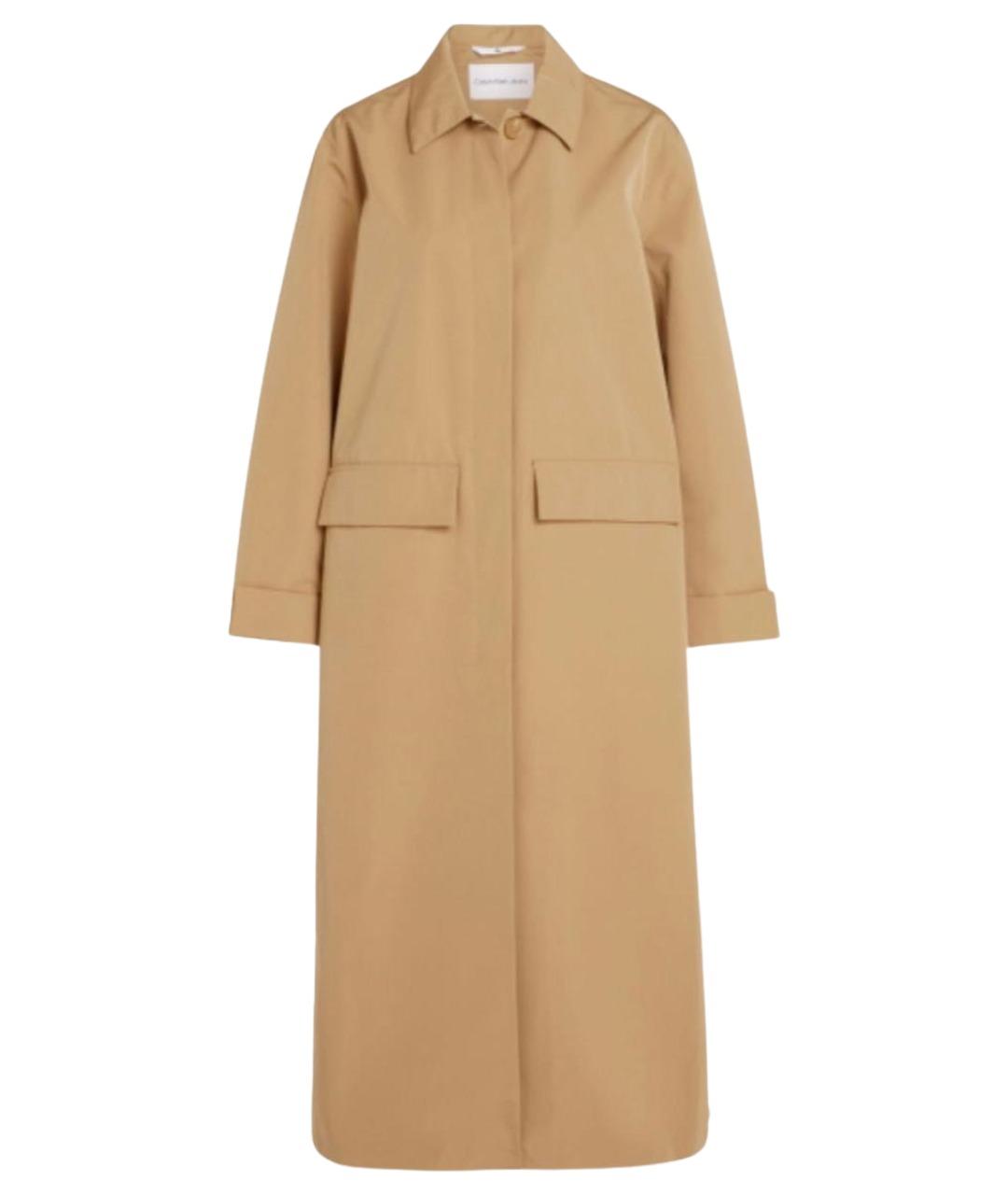 CALVIN KLEIN Бежевый полиэстеровый тренч/плащ, фото 1