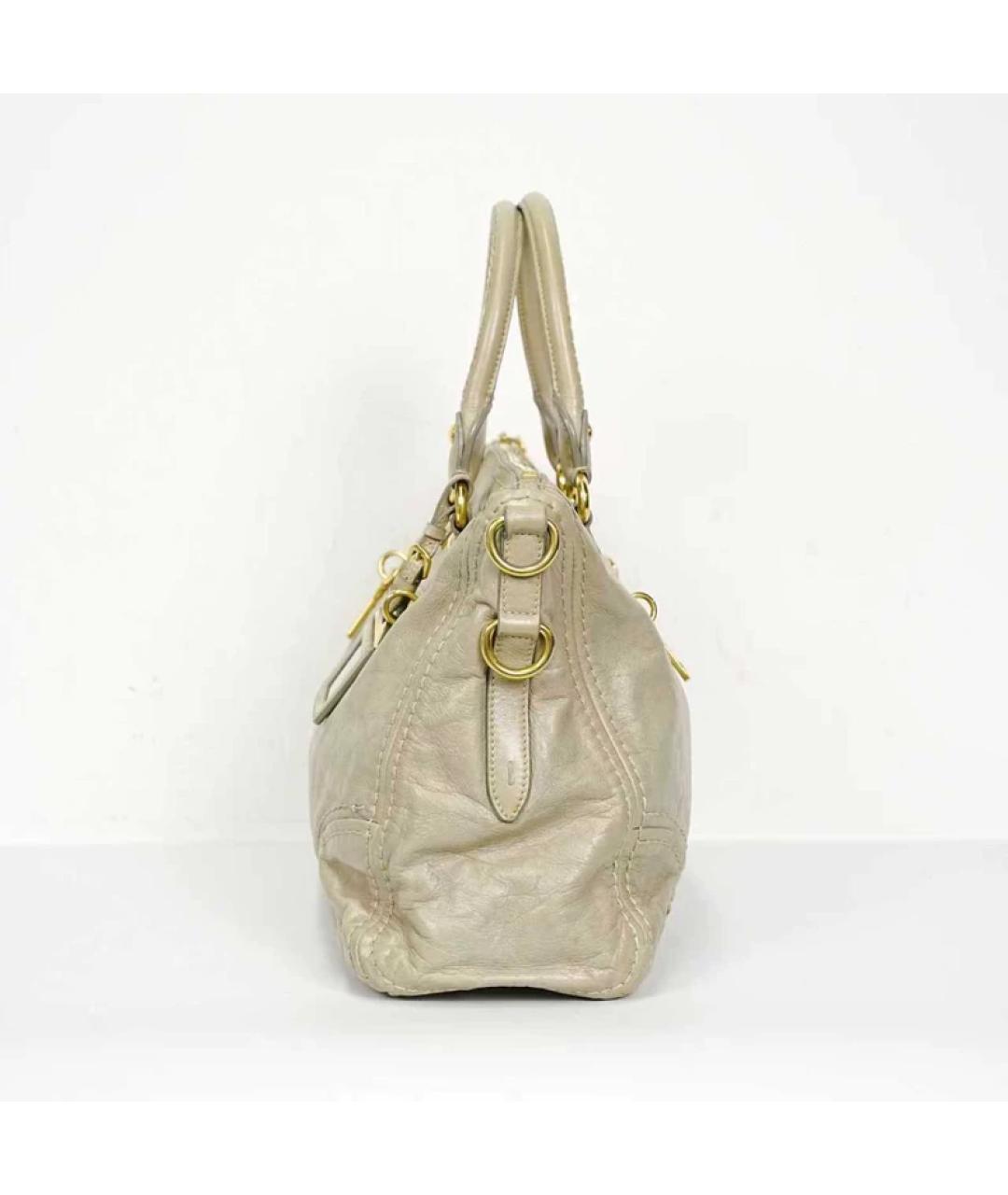 PRADA Бежевая кожаная сумка тоут, фото 7