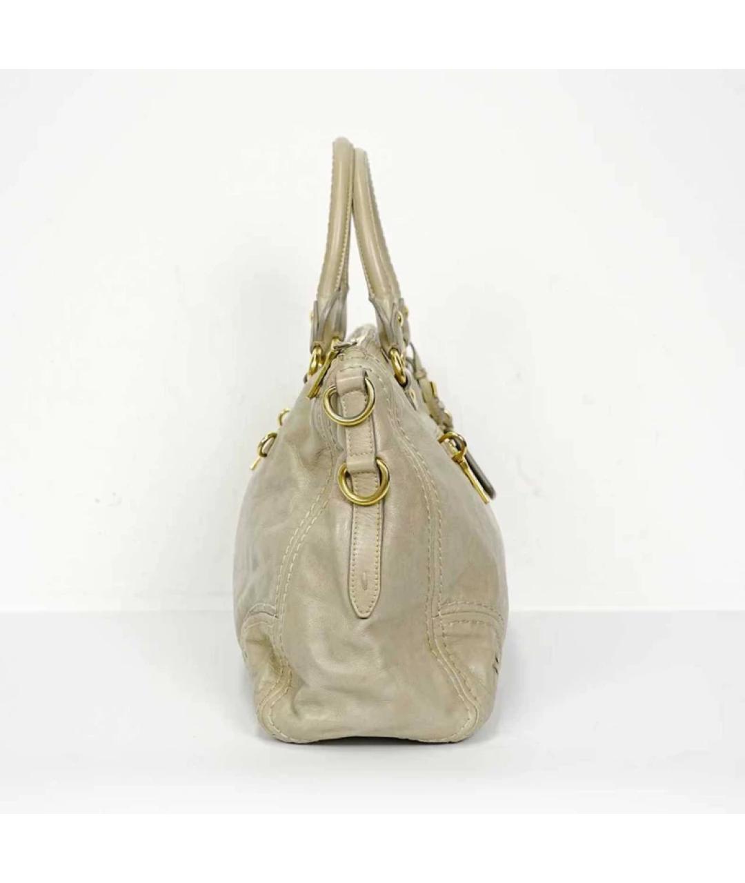 PRADA Бежевая кожаная сумка тоут, фото 3