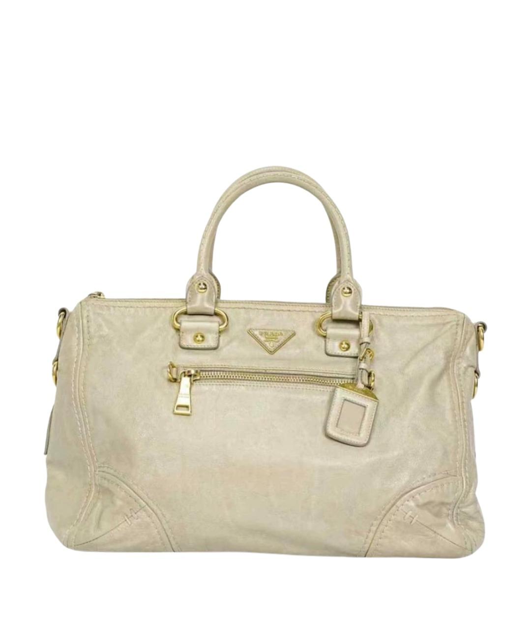 PRADA Бежевая кожаная сумка тоут, фото 1