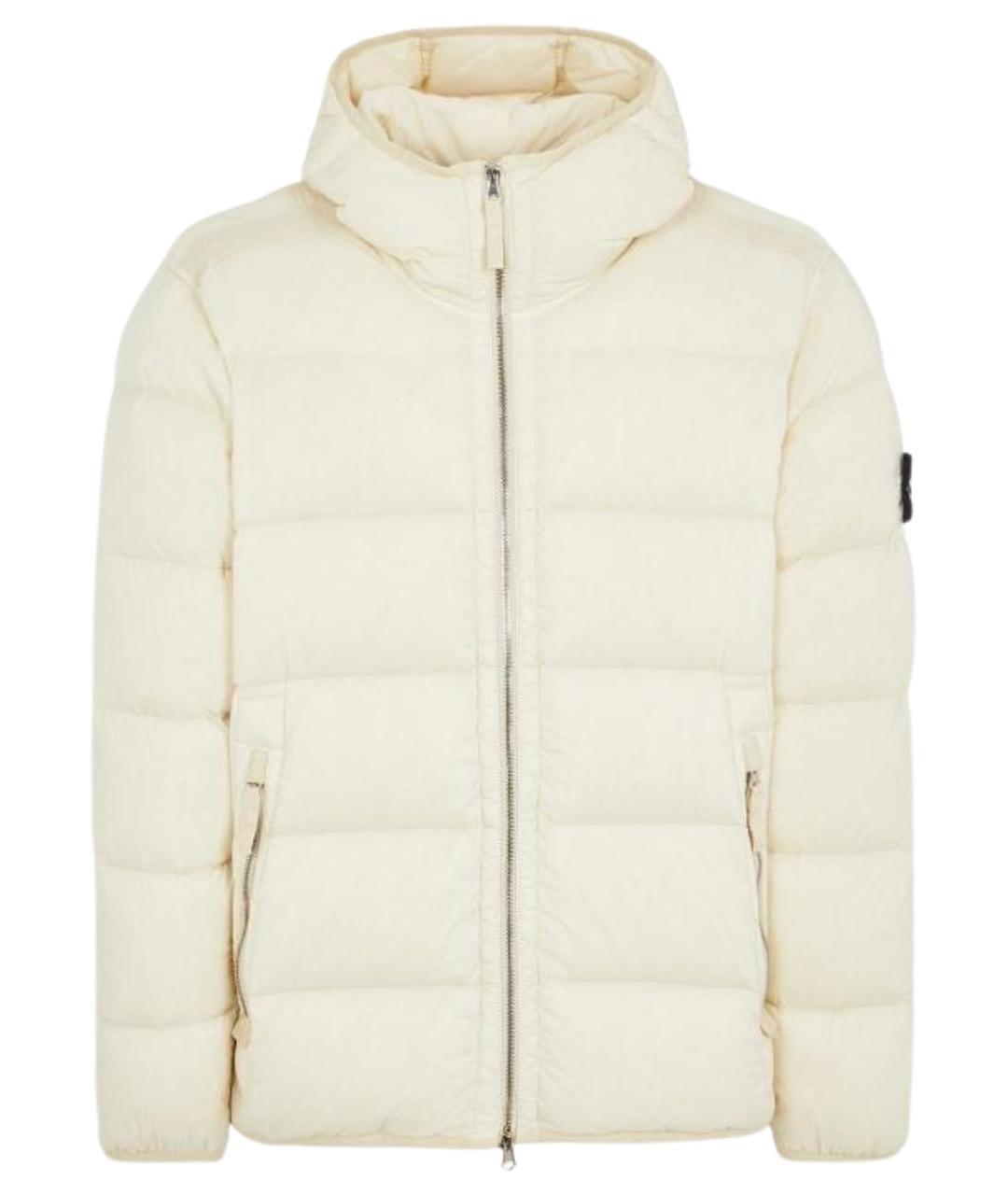 STONE ISLAND Белый полиамидовый пуховик, фото 1