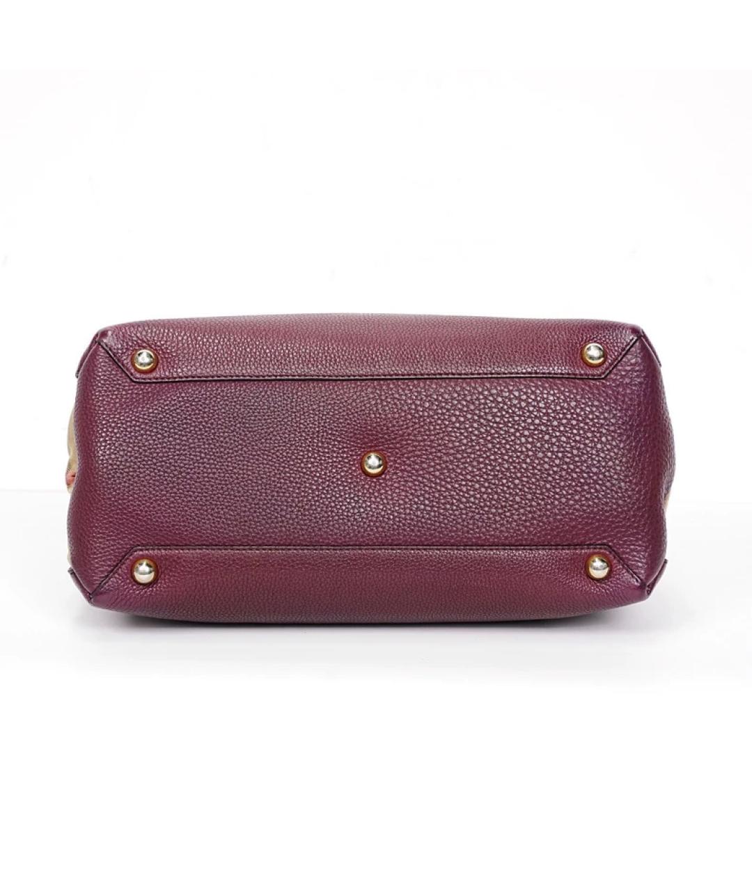 BURBERRY Бордовая кожаная сумка тоут, фото 7