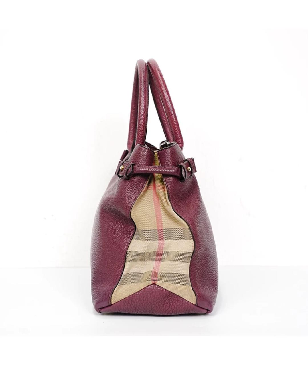 BURBERRY Бордовая кожаная сумка тоут, фото 6