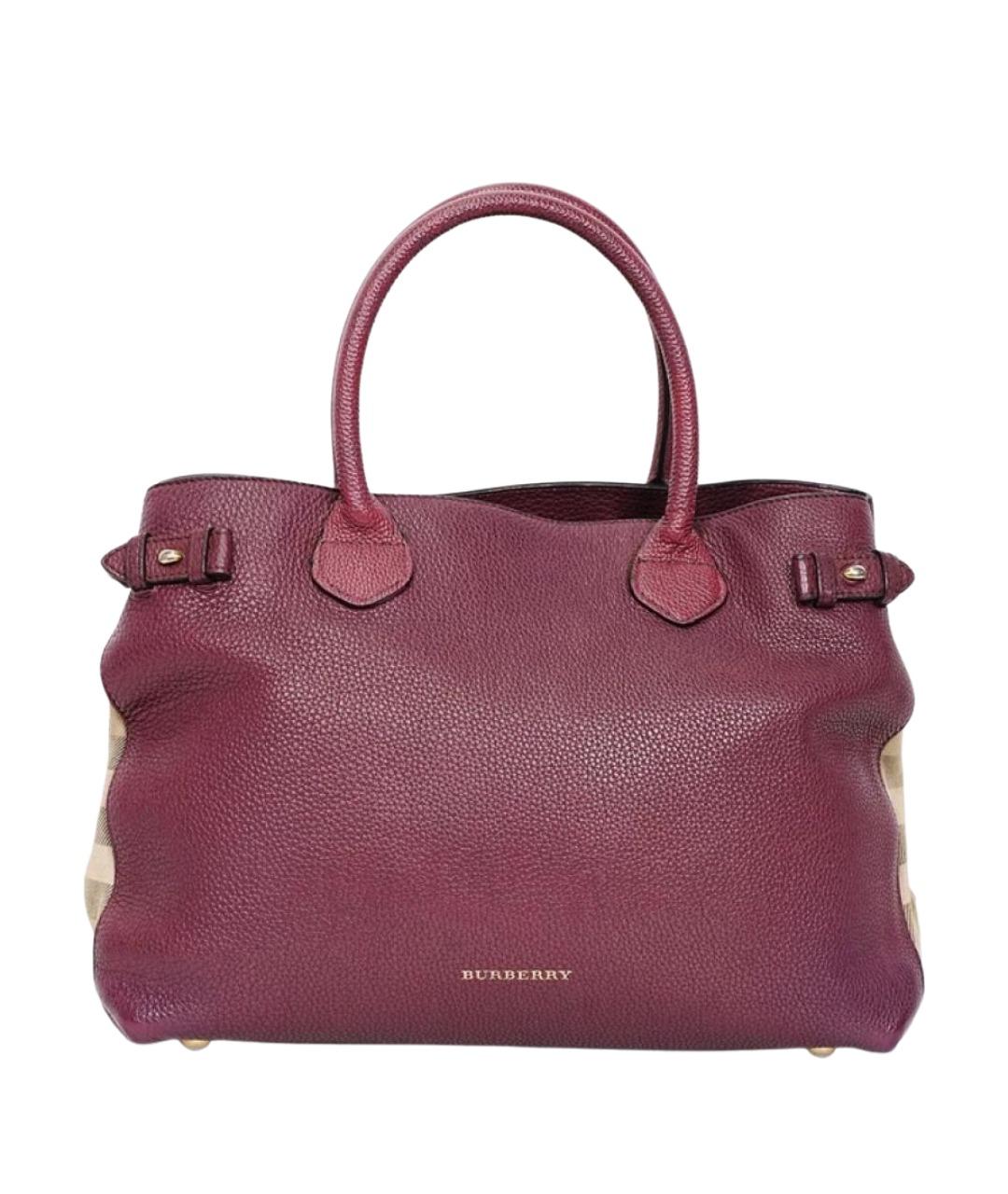 BURBERRY Бордовая кожаная сумка тоут, фото 1