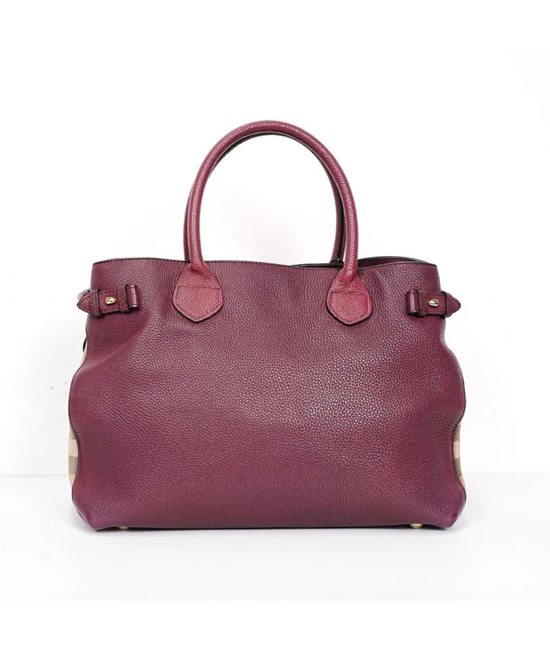 BURBERRY Бордовая кожаная сумка тоут, фото 2