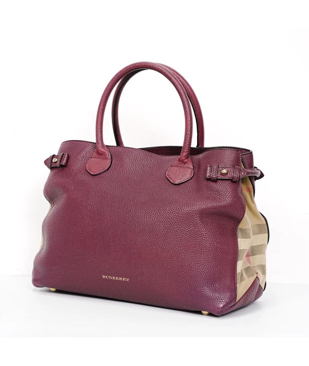 BURBERRY Бордовая кожаная сумка тоут, фото 5