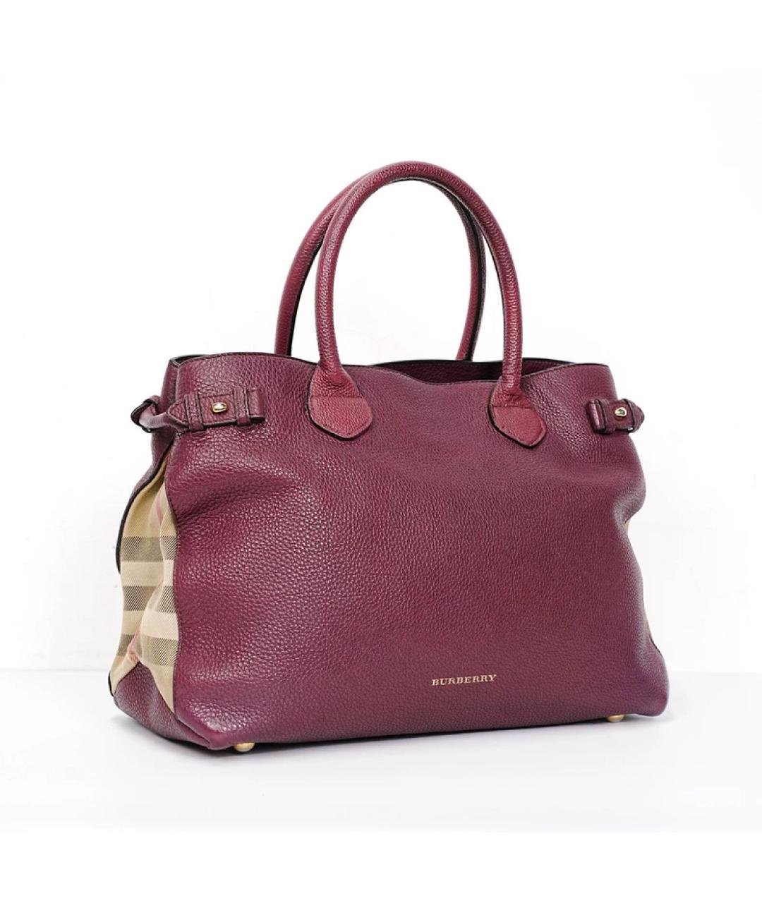 BURBERRY Бордовая кожаная сумка тоут, фото 4