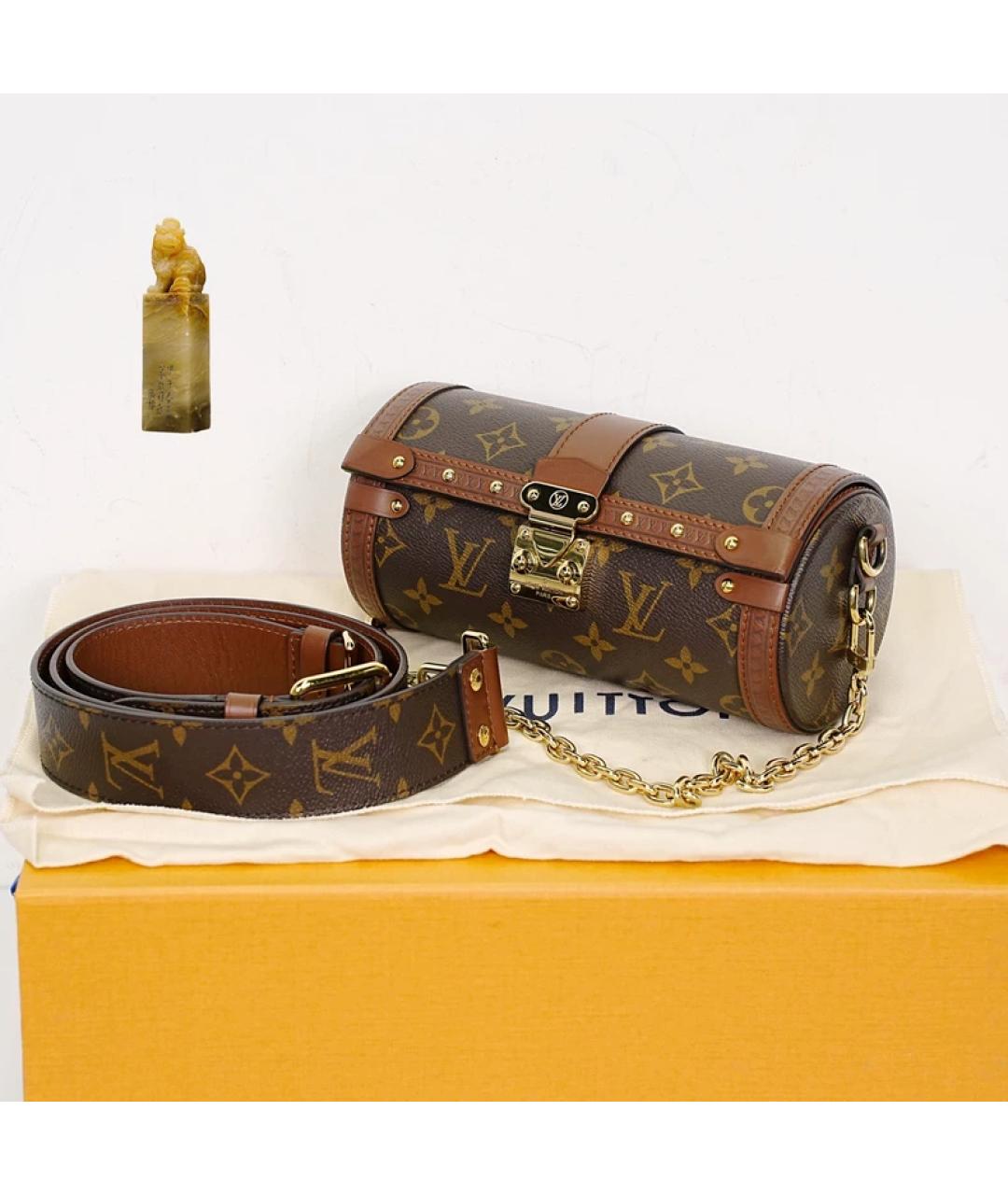 LOUIS VUITTON Коричневая тканевая сумка через плечо, фото 9