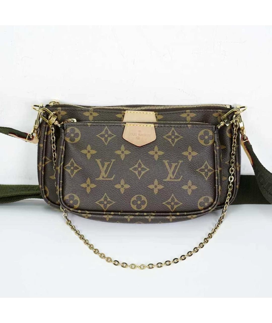 LOUIS VUITTON Коричневая тканевая сумка с короткими ручками, фото 2