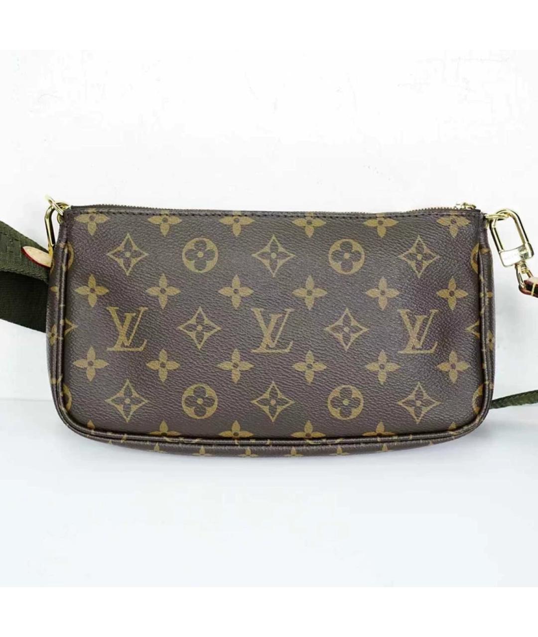 LOUIS VUITTON Коричневая тканевая сумка с короткими ручками, фото 4