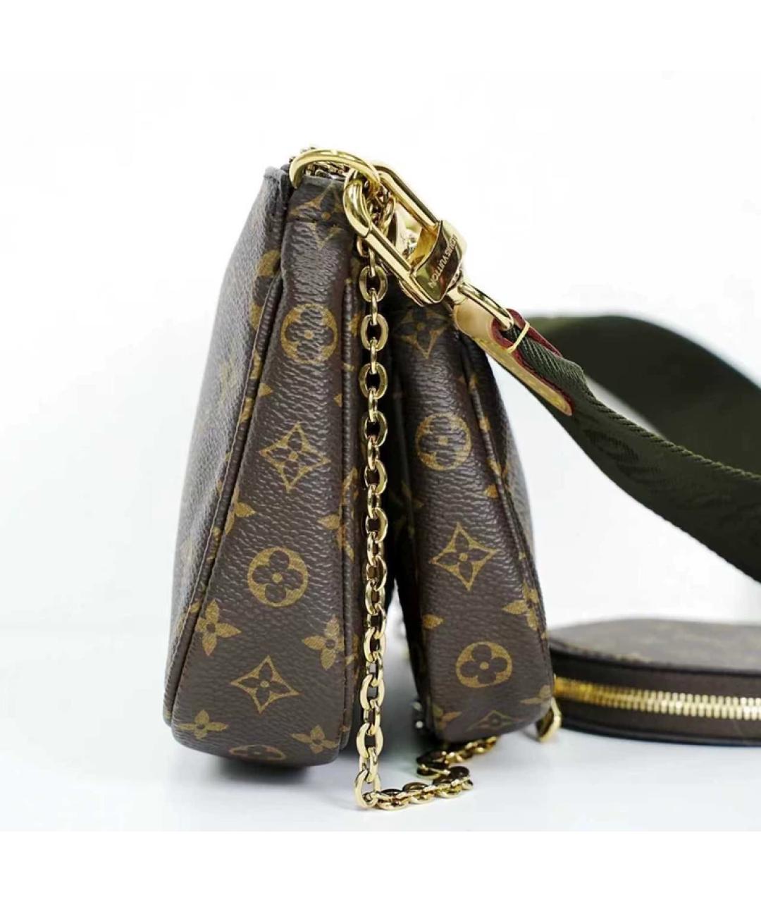 LOUIS VUITTON Коричневая тканевая сумка с короткими ручками, фото 7