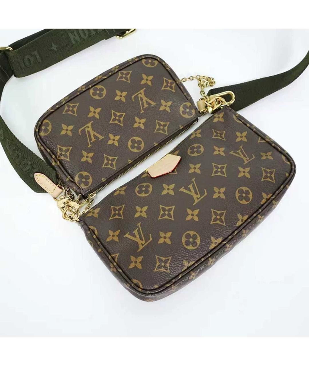 LOUIS VUITTON Коричневая тканевая сумка с короткими ручками, фото 6