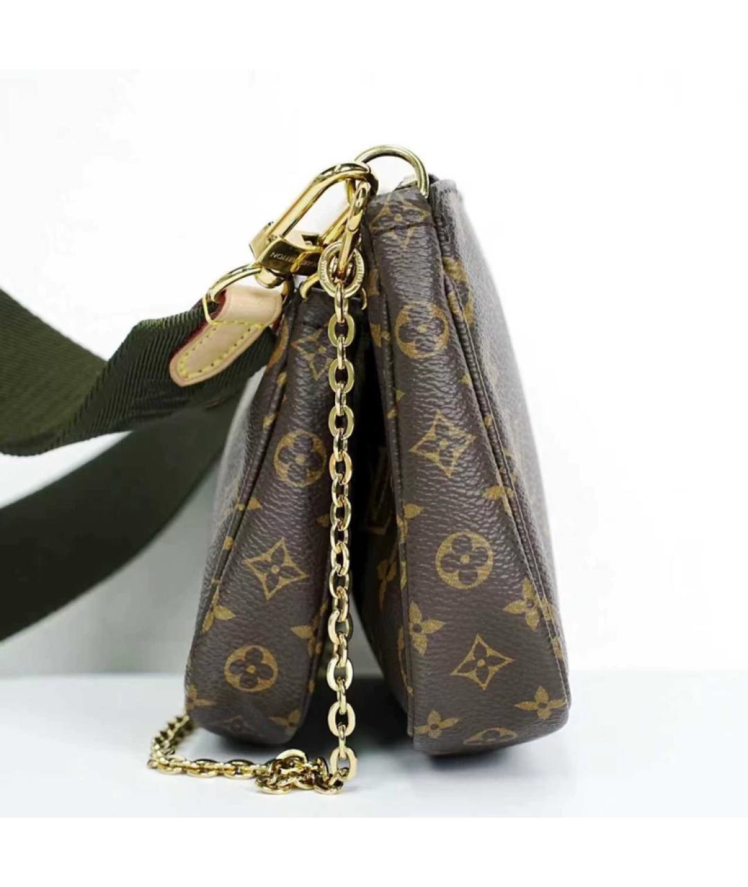 LOUIS VUITTON Коричневая тканевая сумка с короткими ручками, фото 3