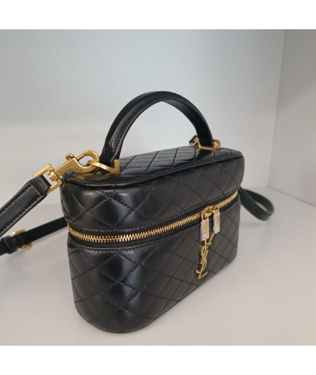 SAINT LAURENT Черная кожаная сумка через плечо, фото 2