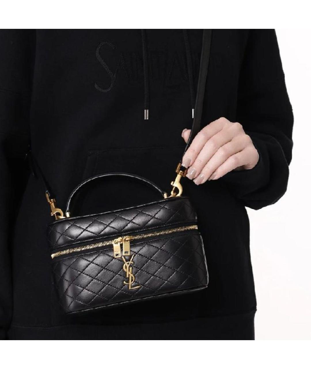 SAINT LAURENT Черная кожаная сумка через плечо, фото 6