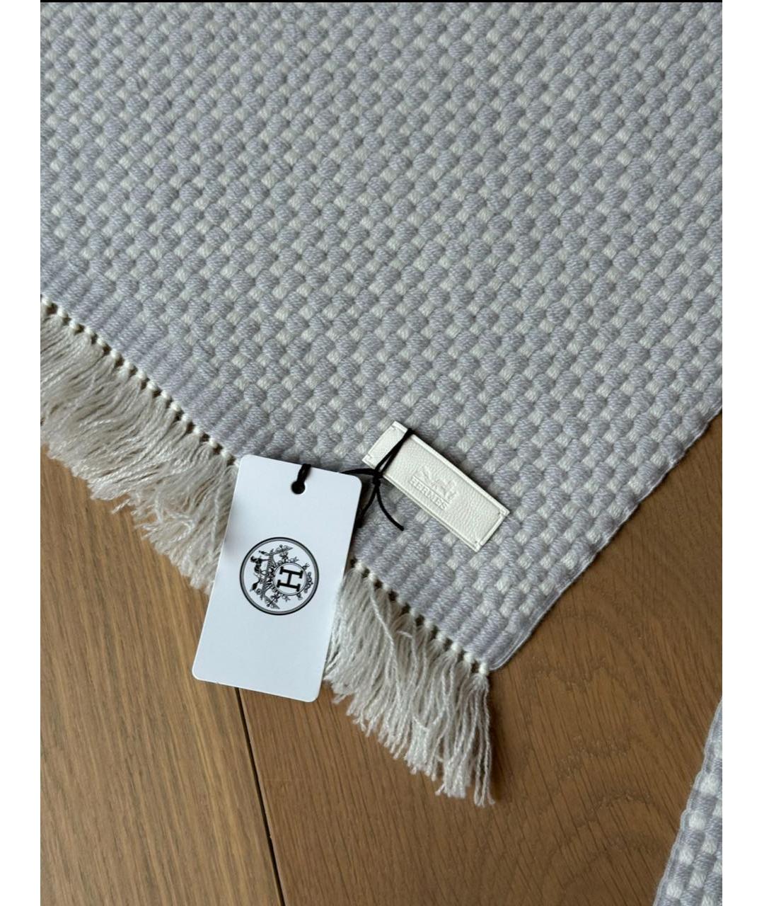 HERMES Серый кашемировый шарф, фото 3