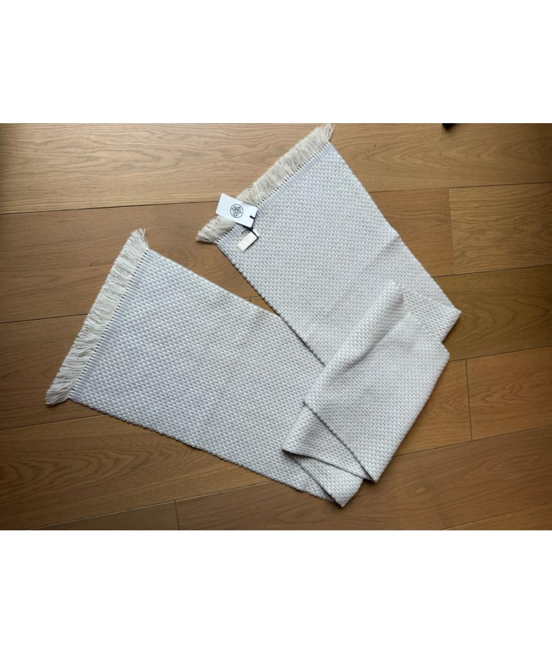 HERMES Серый кашемировый шарф, фото 7