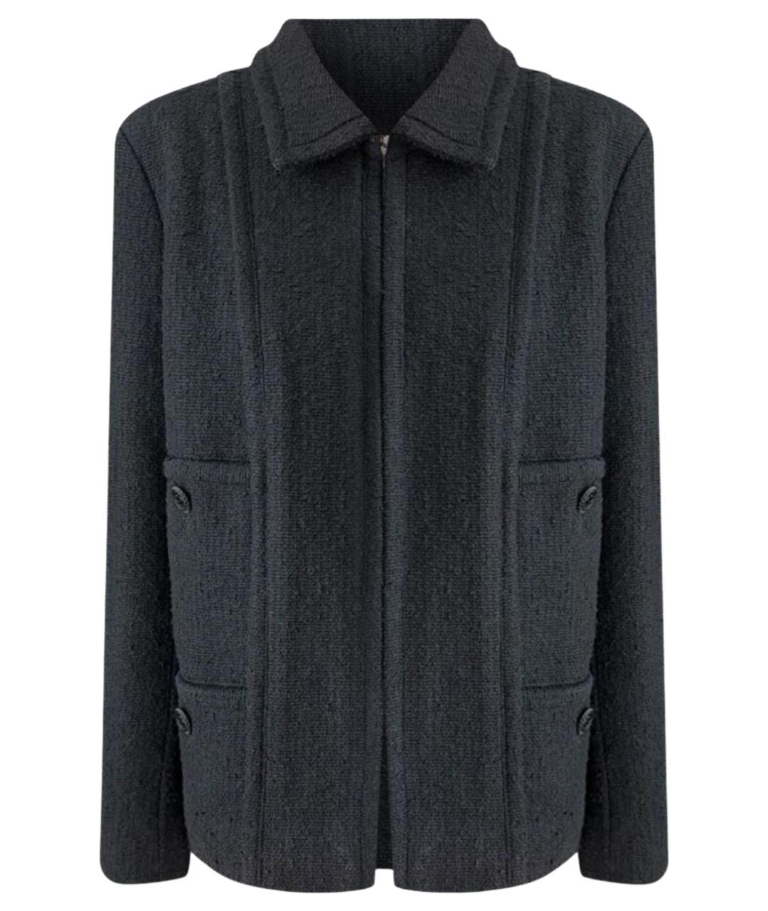 CHANEL Черный твидовый жакет/пиджак, фото 1