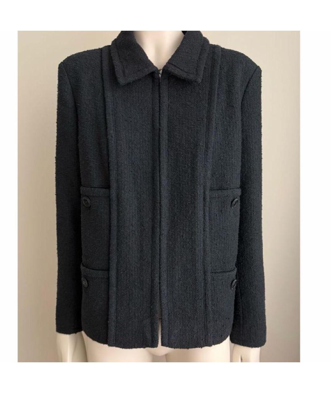 CHANEL Черный твидовый жакет/пиджак, фото 6