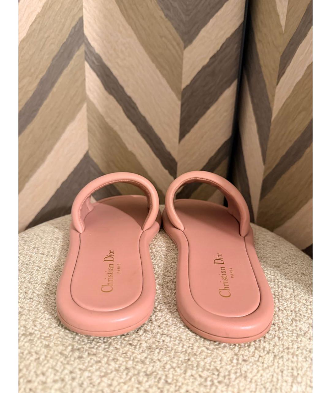 CHRISTIAN DIOR Розовые кожаные шлепанцы, фото 5