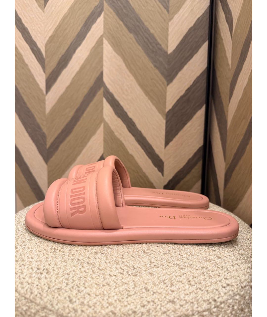 CHRISTIAN DIOR Розовые кожаные шлепанцы, фото 6
