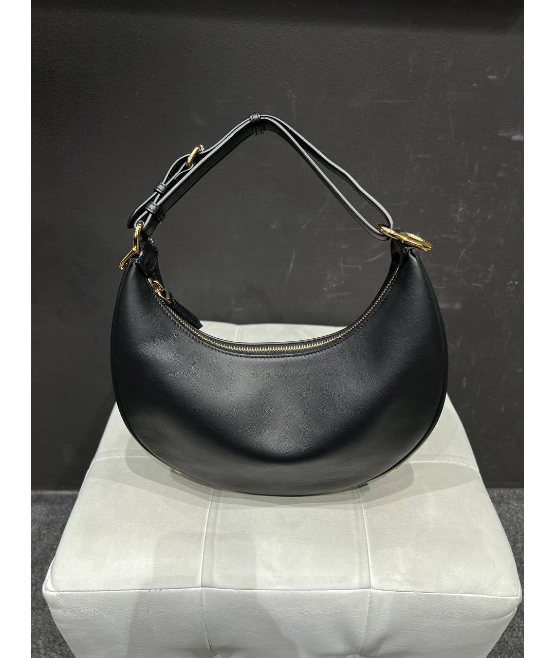 FENDI Черная кожаная сумка с короткими ручками, фото 2