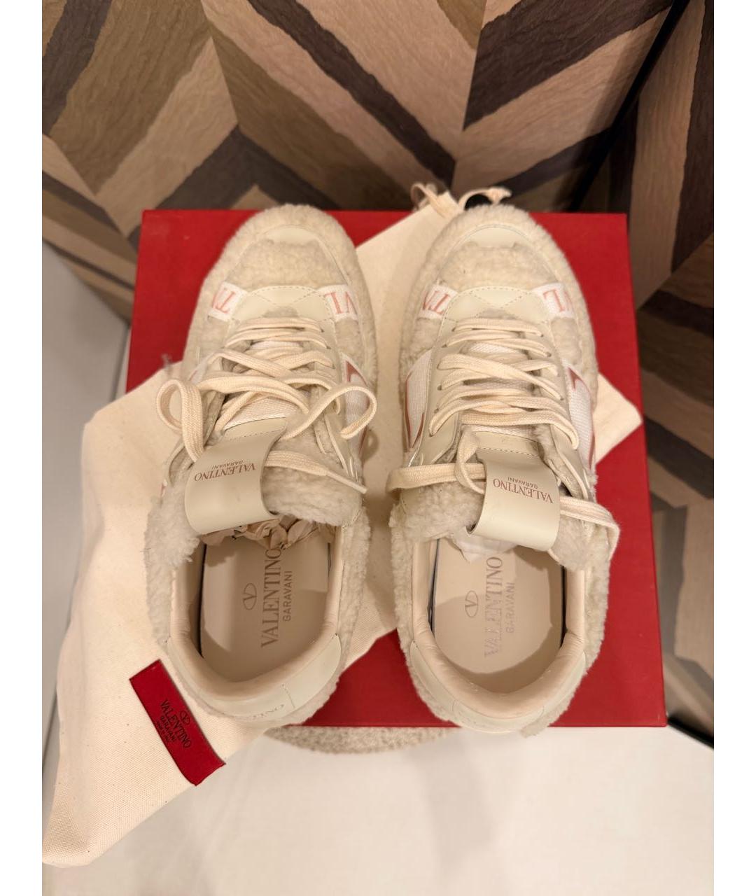 VALENTINO Бежевые кожаные кеды, фото 3