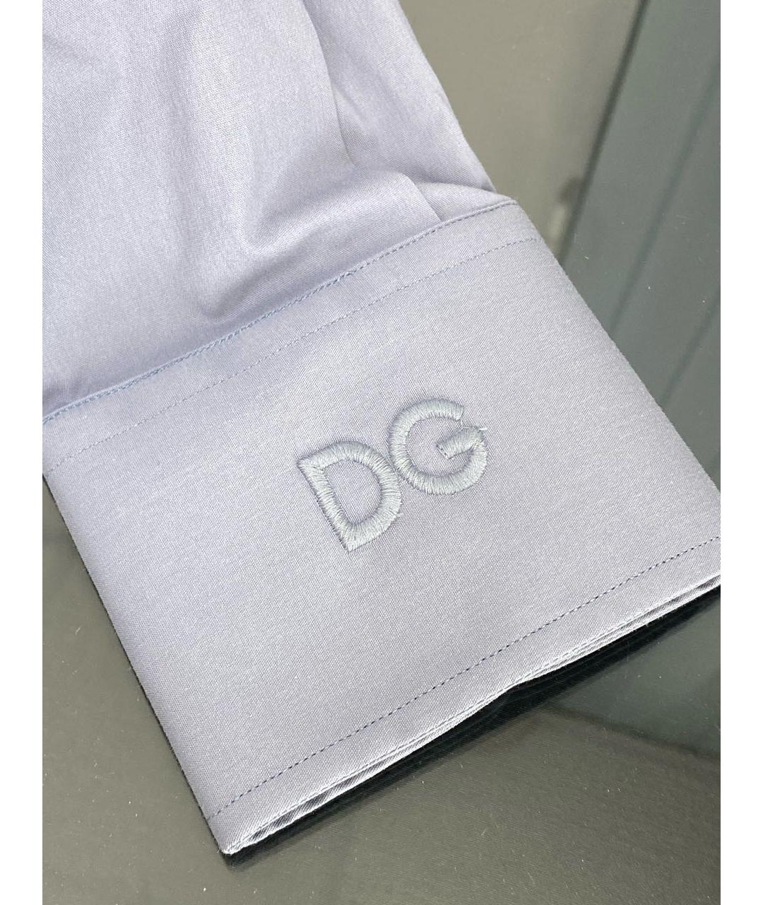 DOLCE&GABBANA Голубая хлопко-полиэстеровая классическая рубашка, фото 4