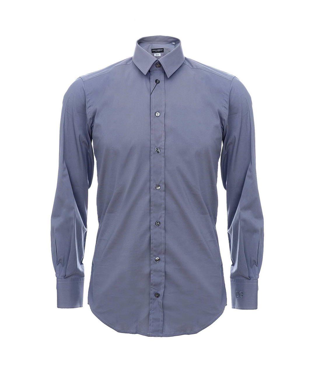 DOLCE&GABBANA Голубая хлопко-полиэстеровая классическая рубашка, фото 1