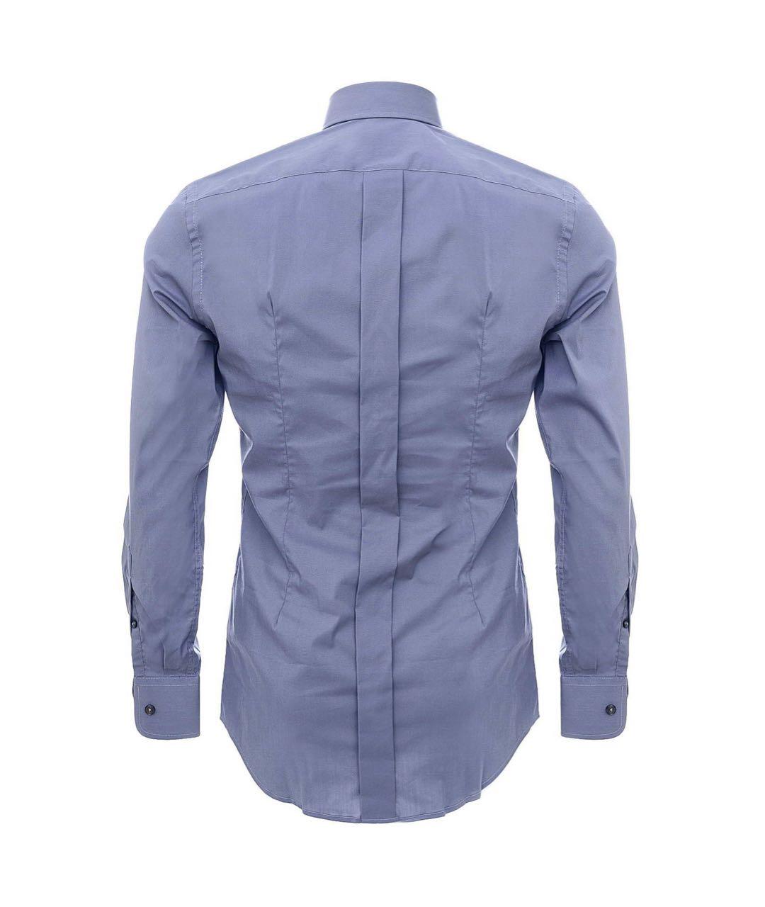 DOLCE&GABBANA Голубая хлопко-полиэстеровая классическая рубашка, фото 2