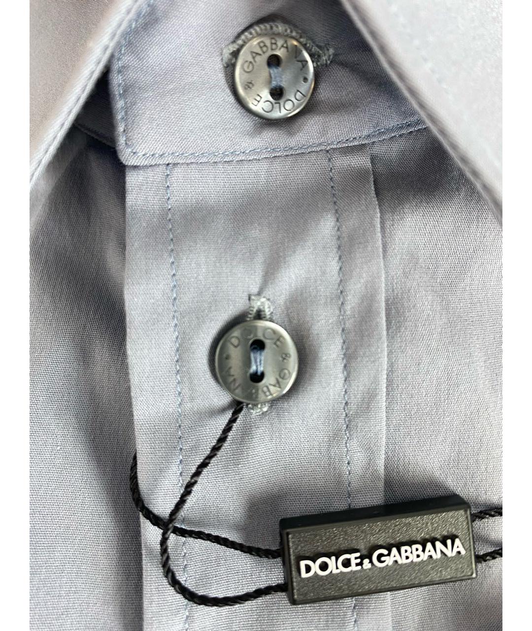 DOLCE&GABBANA Голубая хлопко-полиэстеровая классическая рубашка, фото 8