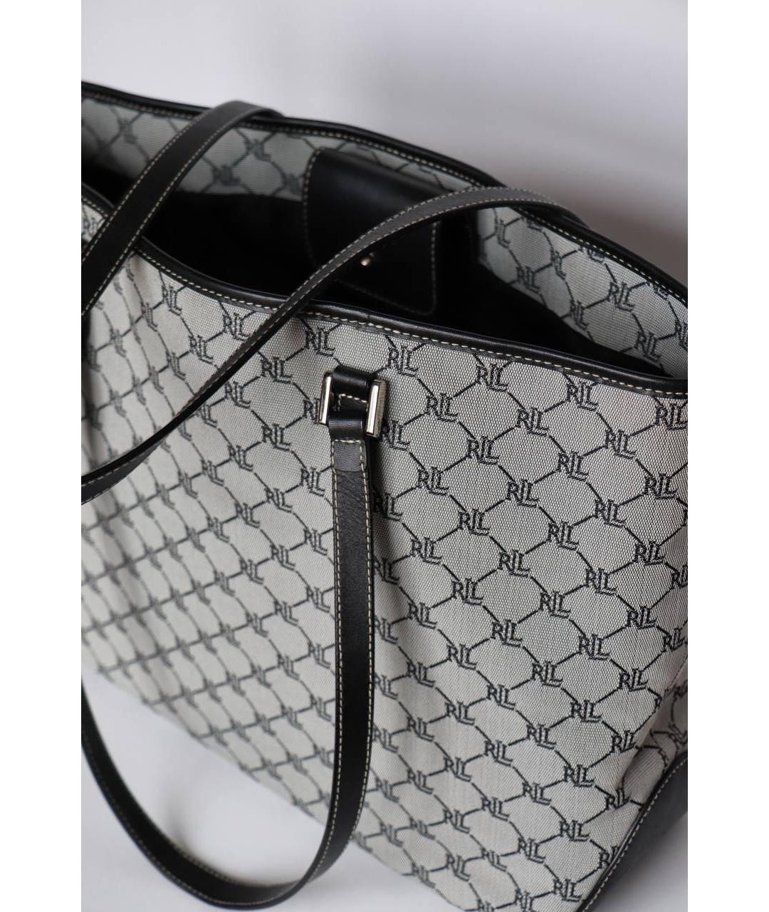 RALPH LAUREN Серая жаккардовая сумка тоут, фото 4