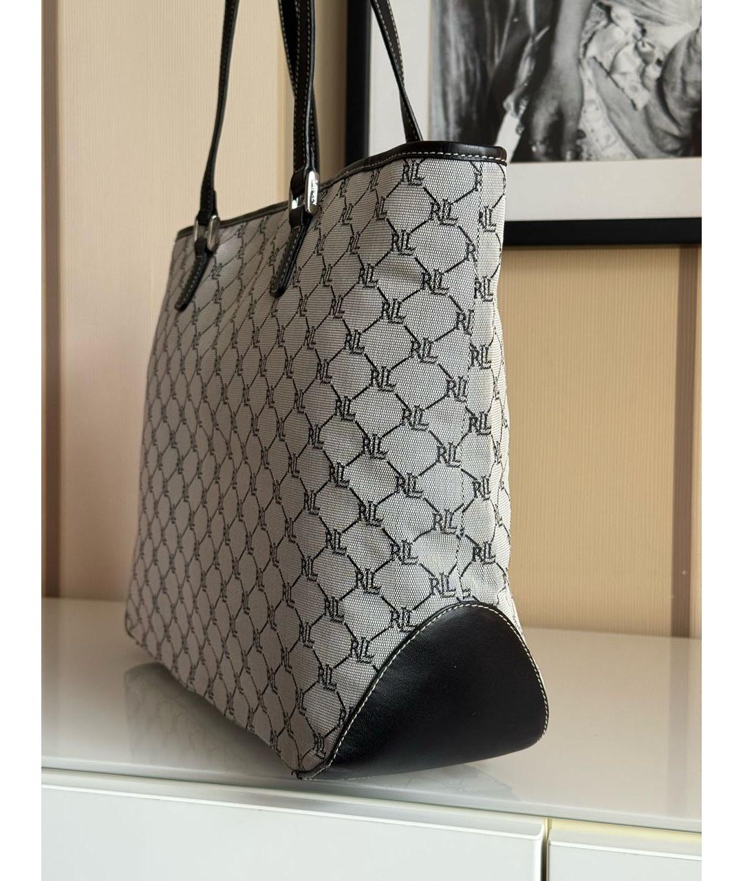 RALPH LAUREN Серая жаккардовая сумка тоут, фото 3