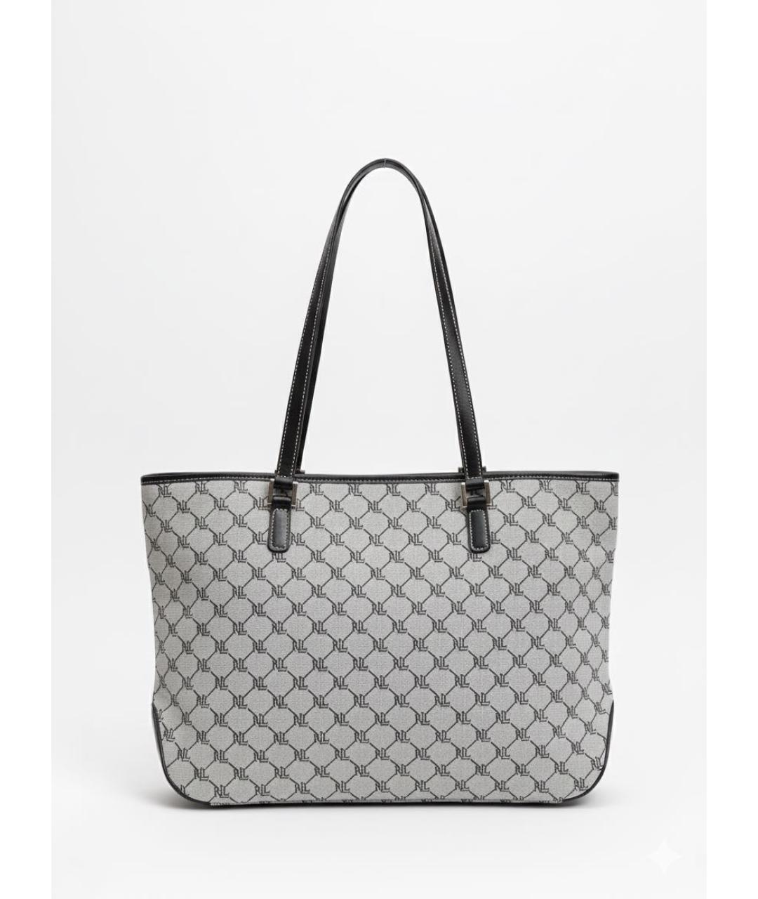 RALPH LAUREN Серая жаккардовая сумка тоут, фото 9