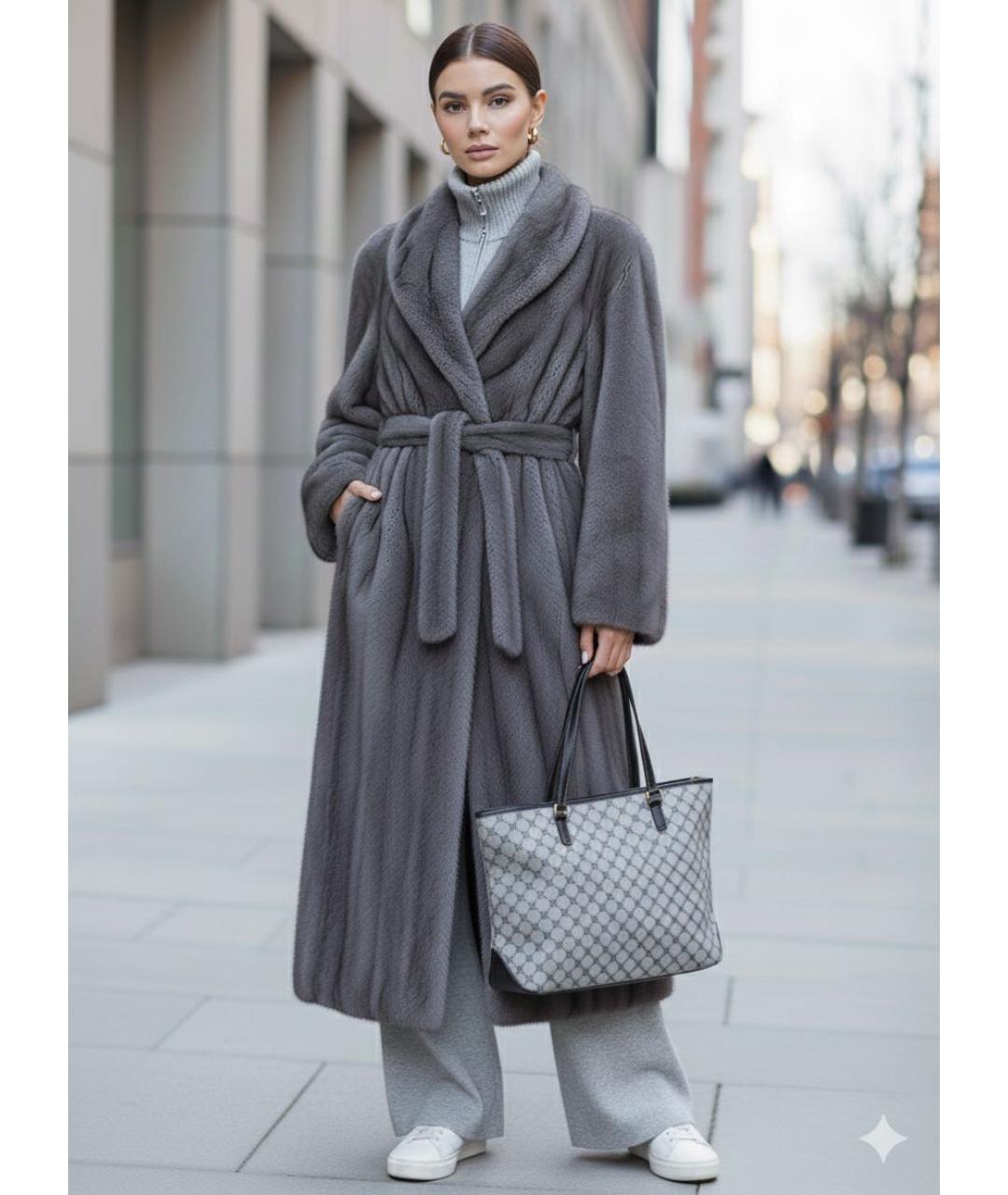 RALPH LAUREN Серая жаккардовая сумка тоут, фото 8