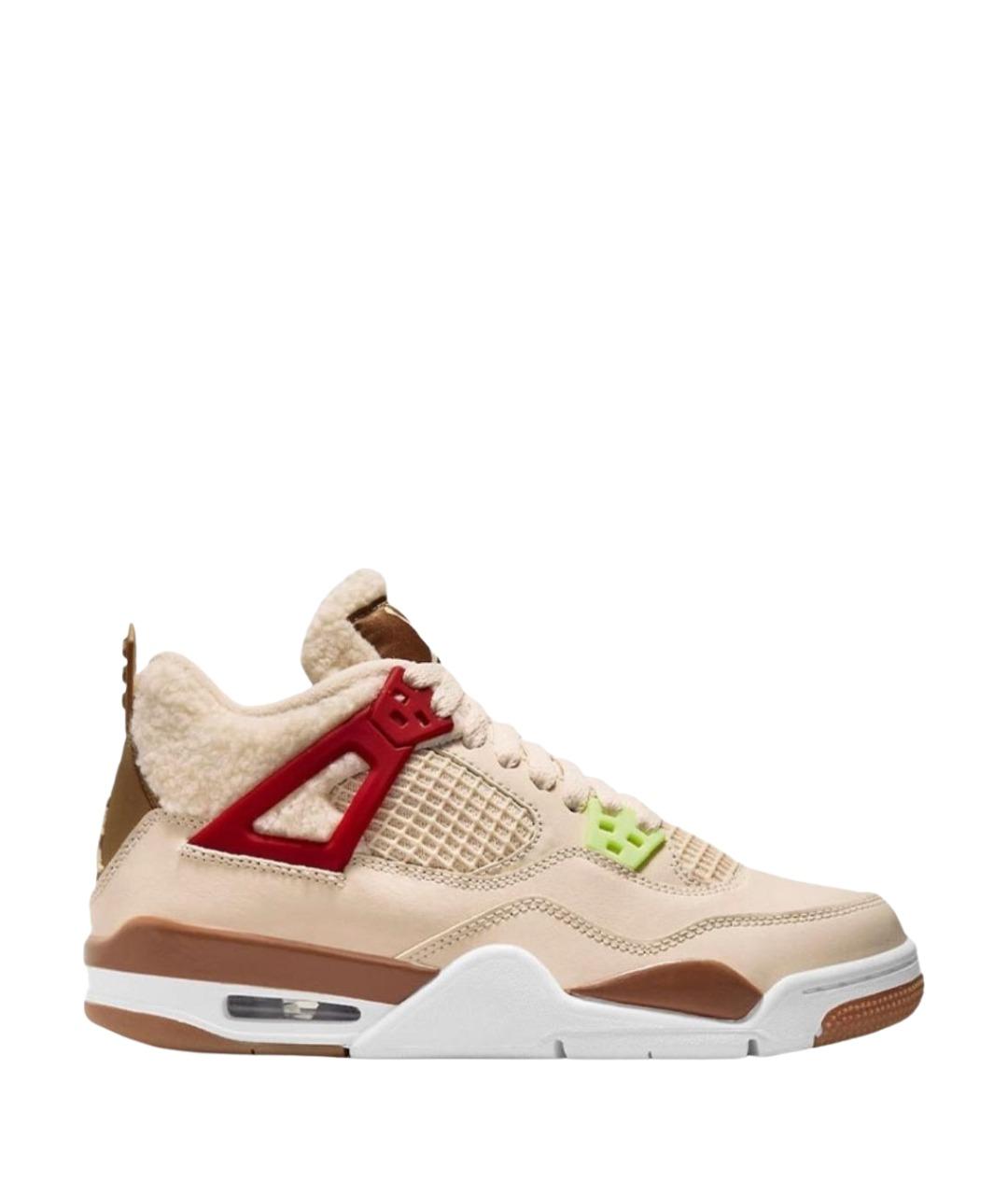 JORDAN Бежевые кожаные кроссовки, фото 1