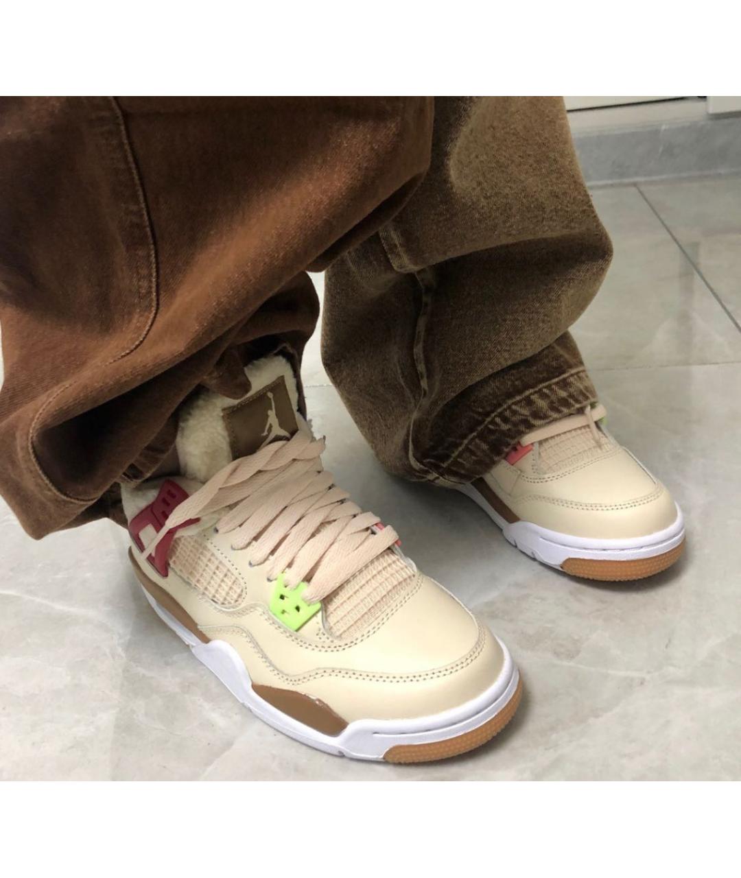 JORDAN Бежевые кожаные кроссовки, фото 5