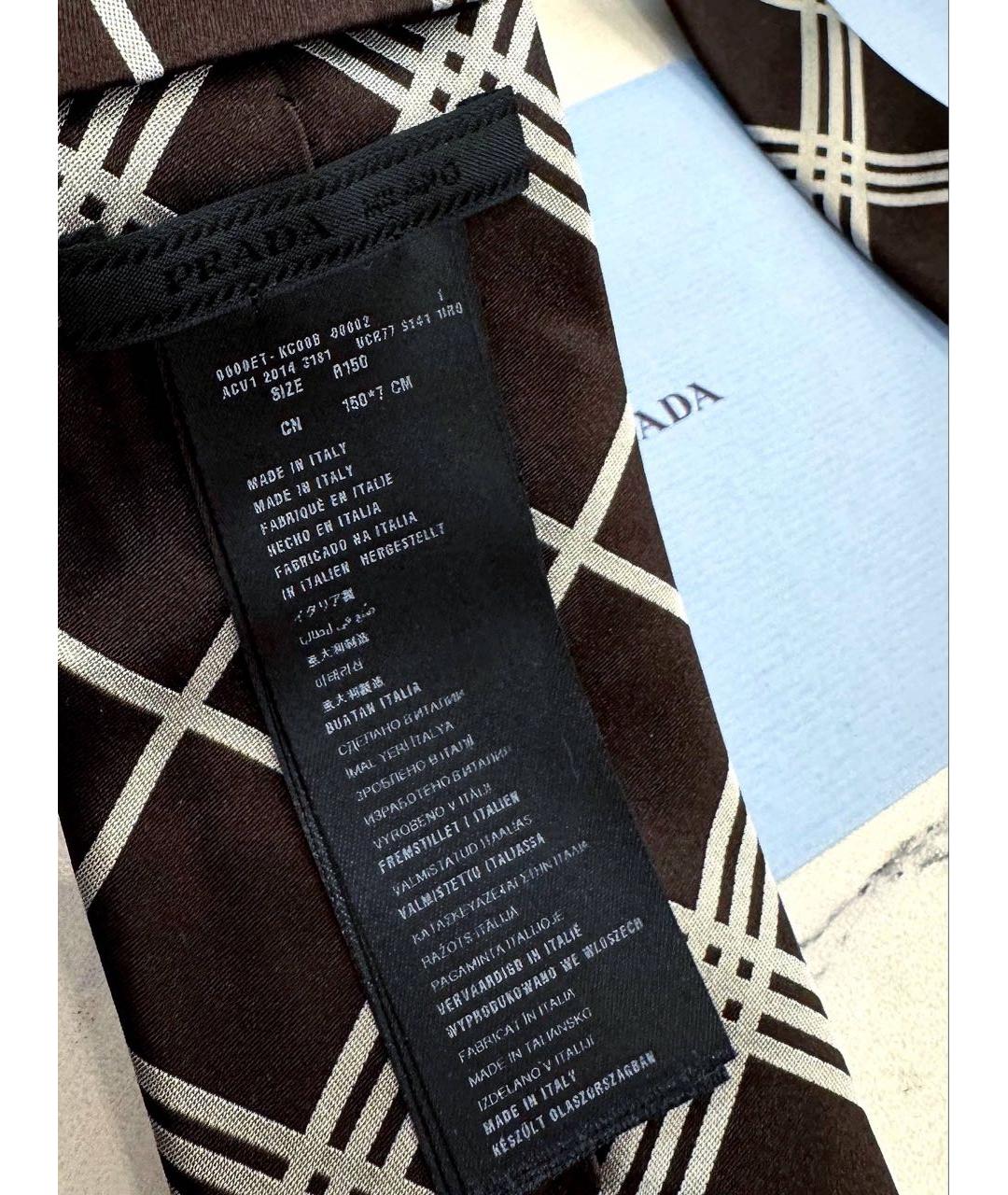 PRADA Коричневый шелковый галстук, фото 4