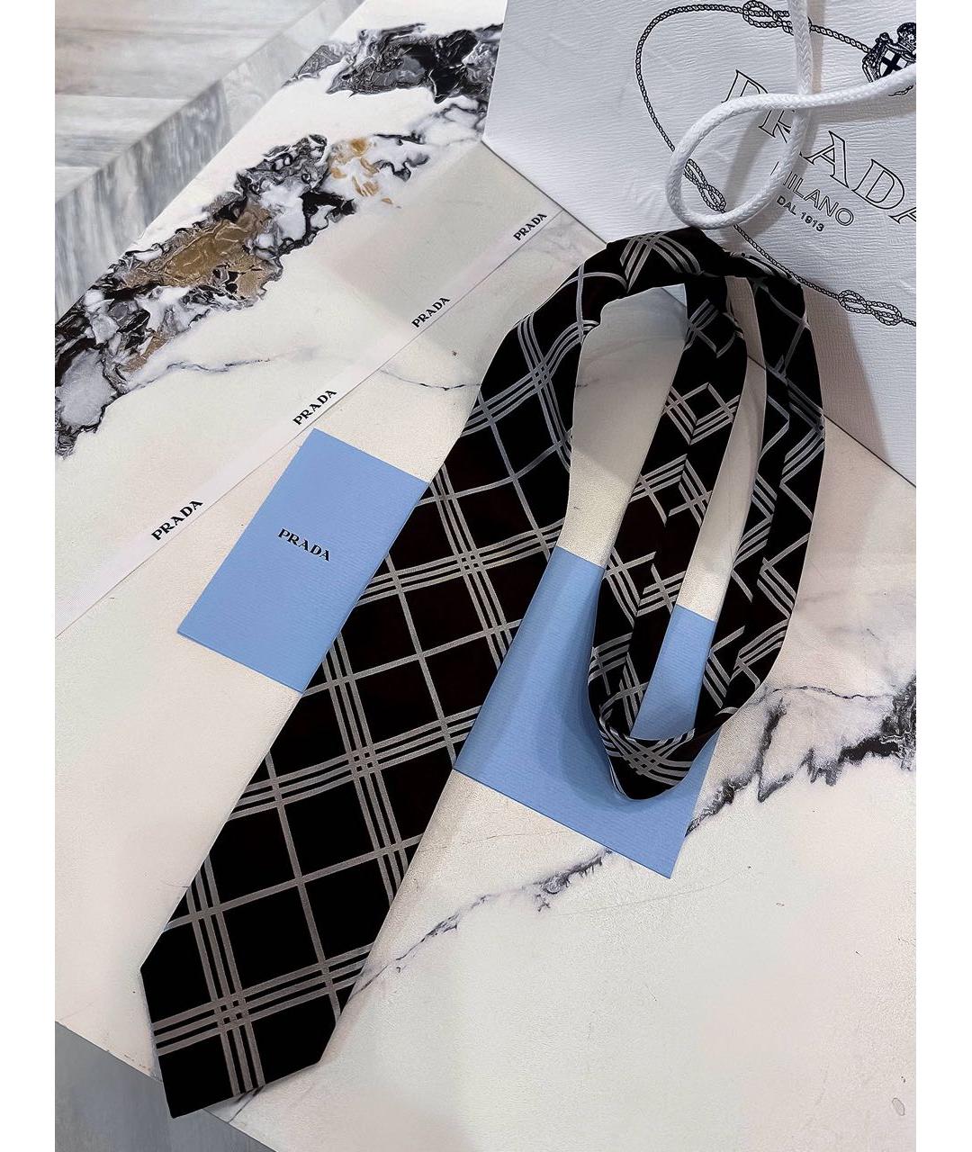 PRADA Коричневый шелковый галстук, фото 6