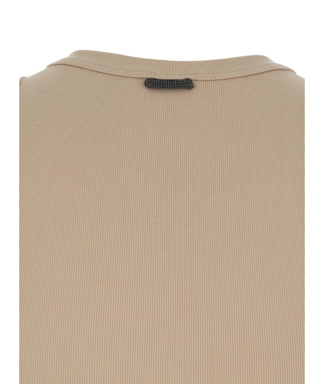 BRUNELLO CUCINELLI Бежевая хлопковая майка, фото 3