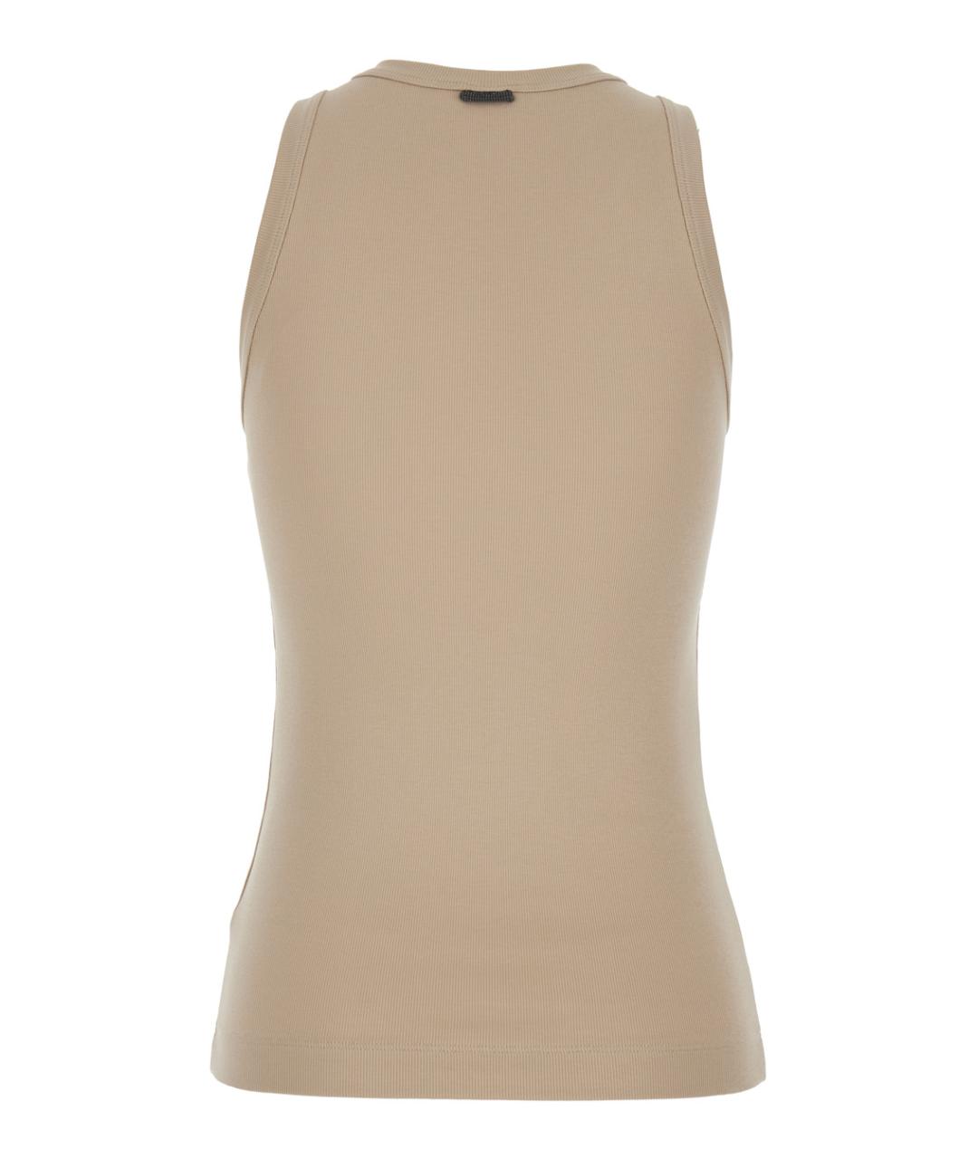 BRUNELLO CUCINELLI Бежевая хлопковая майка, фото 2