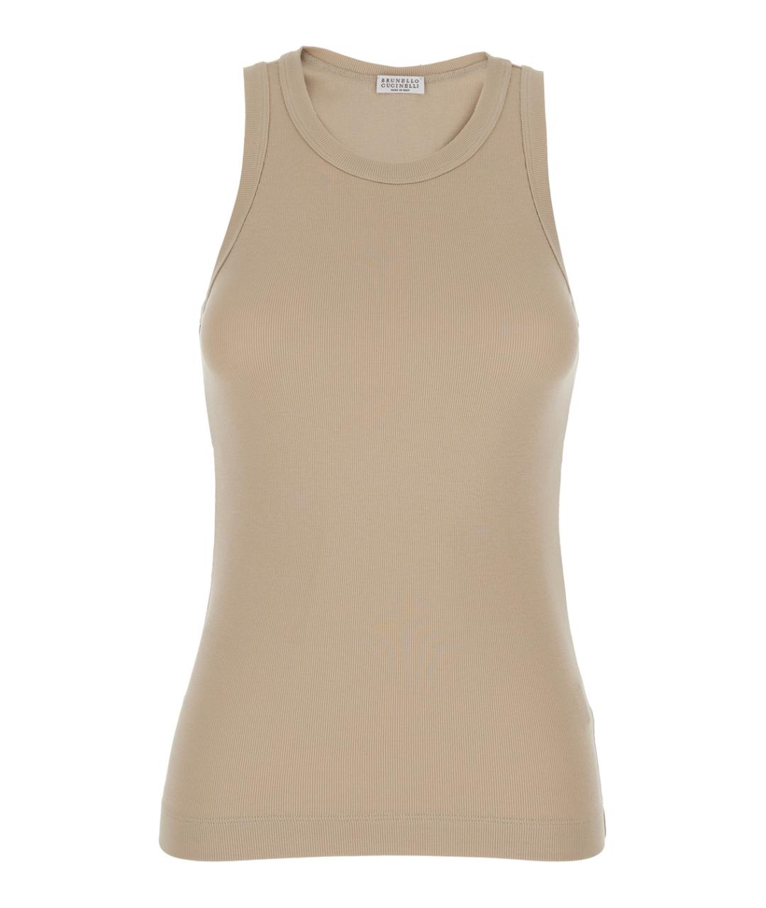 BRUNELLO CUCINELLI Бежевая хлопковая майка, фото 1
